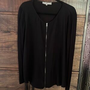 Lola & Sophie Black Zip-Front Long Sleeve Blouse